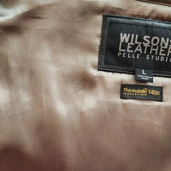 Wilsons Leather Mens Pelle Studio Thinsulate Black Jacket Removable Vest Large - Picture 6 of 15